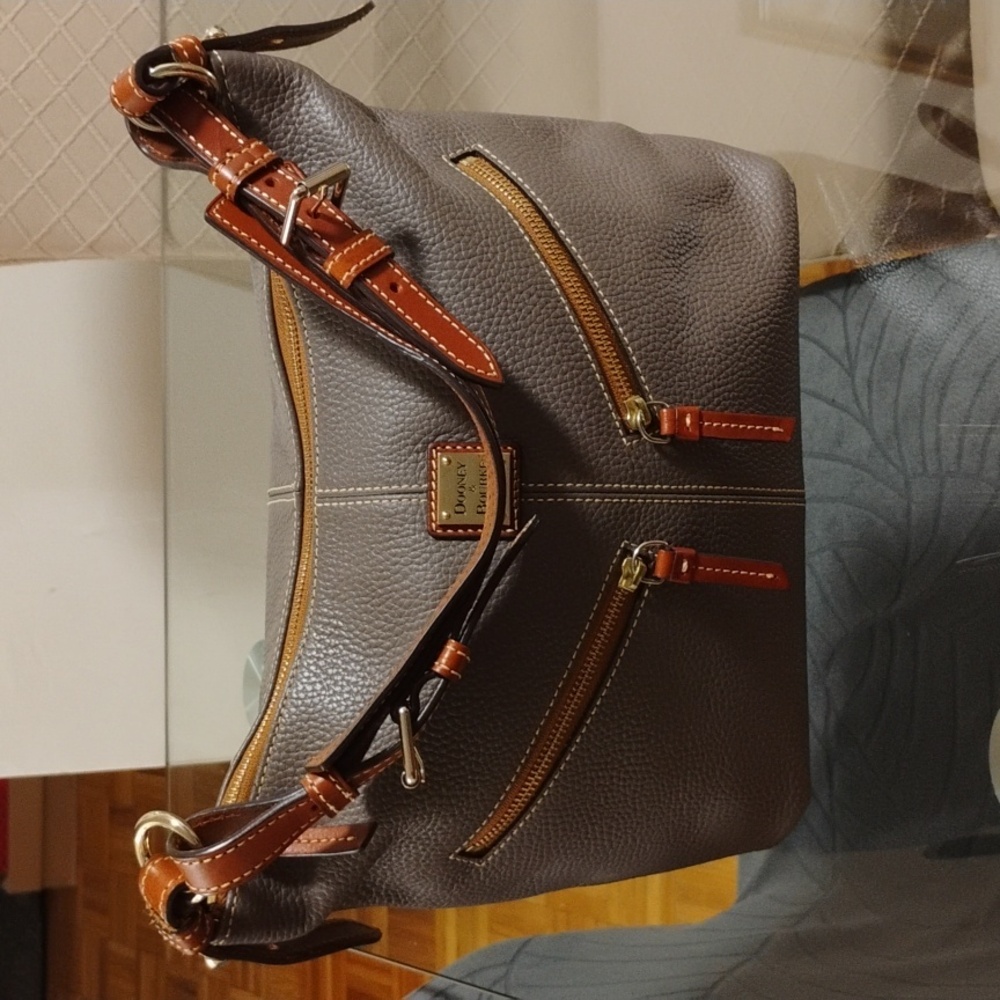 Dooney & Bourke Gray and Brown Leather Shoulder Bag